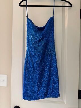 Lucy in the Sky Royal Blue Sequin Slip Dress
